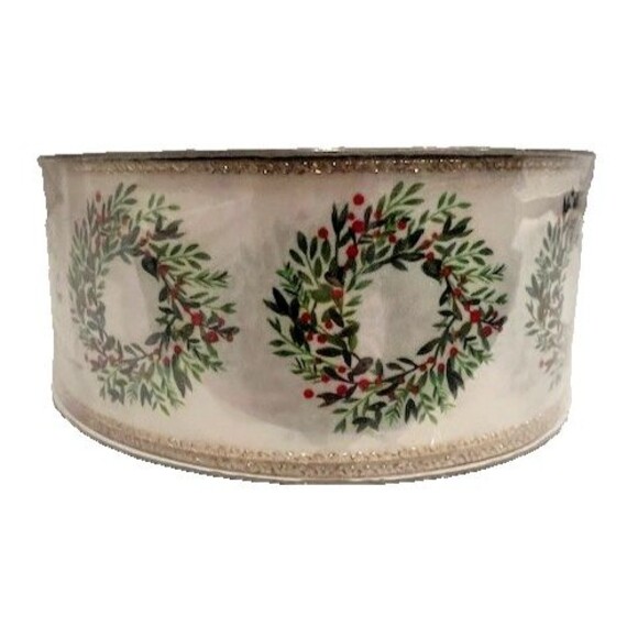 Member's Mark Premium Wired Edge Wreath Holiday Ribbon 2.5" Wide x 50 Yards NEW - Picture 2 of 6
